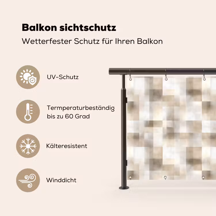Textuur - Linnen - Beige Balkonbeschermer Duitsland klein 596 -specs