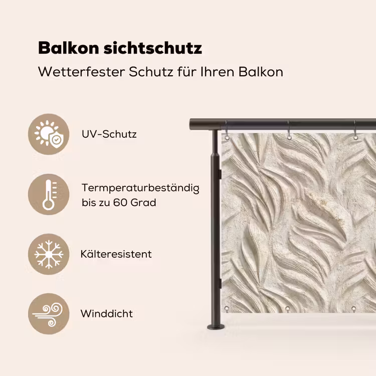 Textuur - Reliëf - Beige Balkonbeschermer Duitsland klein 596 -specs