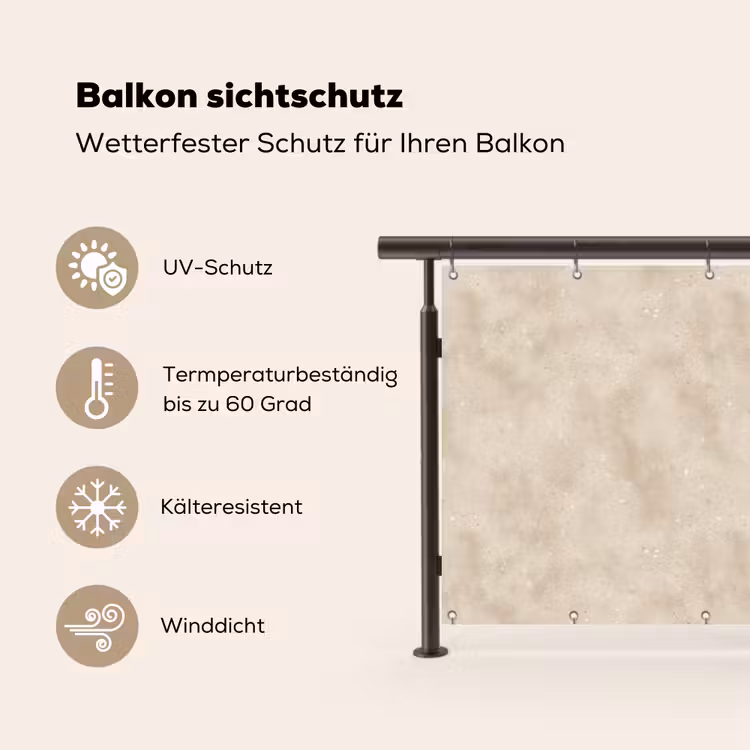 Structuur - Spikkels - Beige Balkonbeschermer Duitsland klein 596 -specs