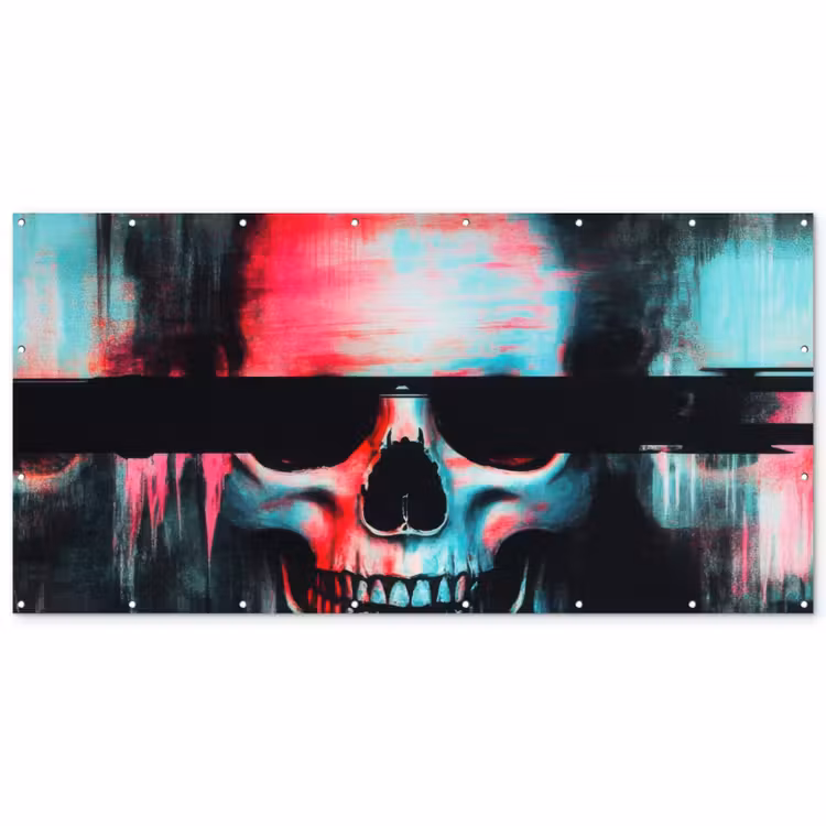 Schedels - Glitch - Cyberpunk Balkonbeschermer Duitsland klein -zz_3d