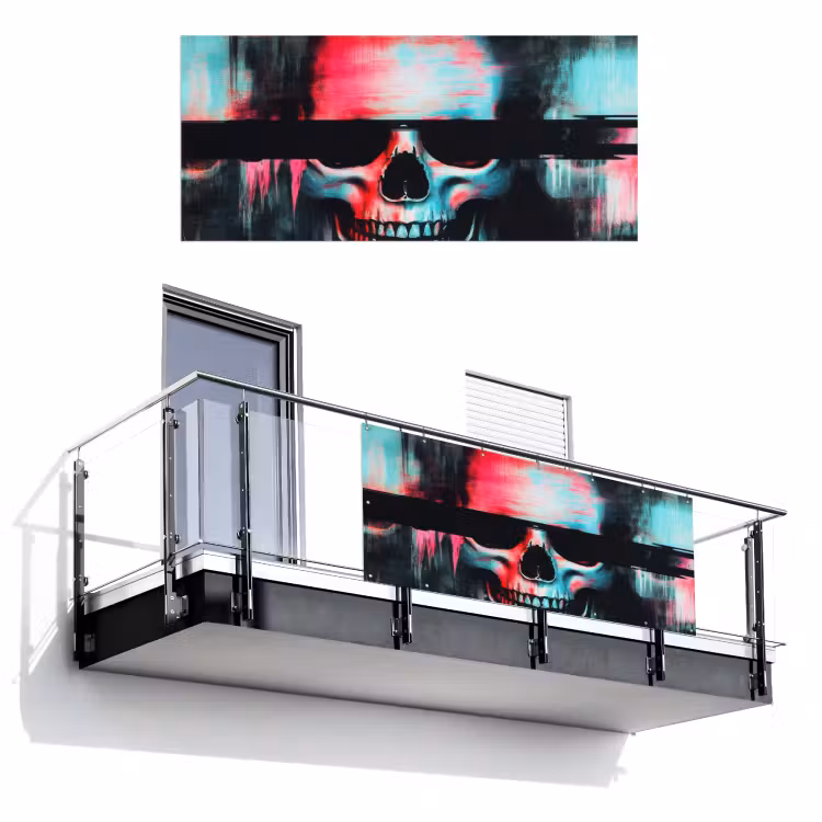 Schedels - Glitch - Cyberpunk Balkonbeschermer Duitsland klein -3d