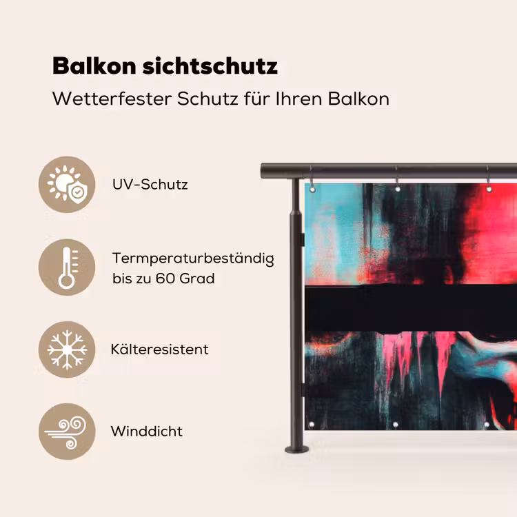 Schedels - Glitch - Cyberpunk Balkonbeschermer Duitsland klein -specs