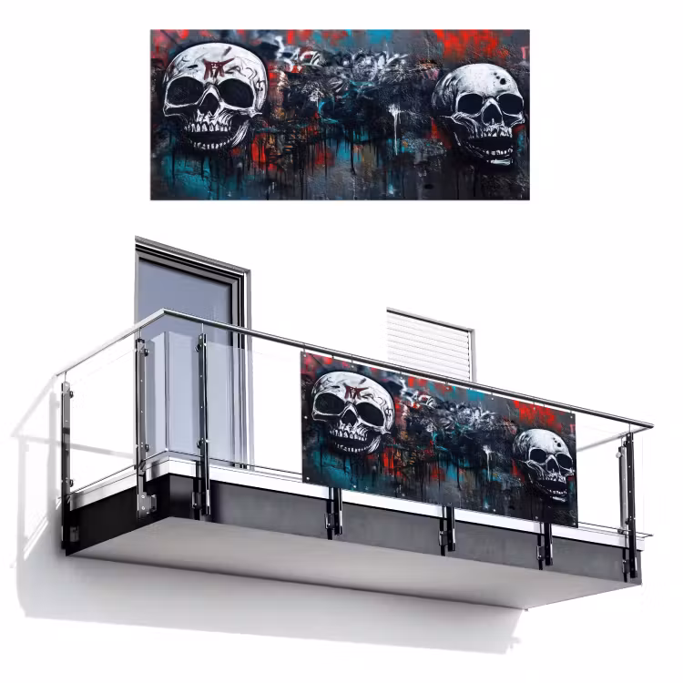 Schedels - Graffiti - Abstract Balkonbeschermer Duitsland klein -3d