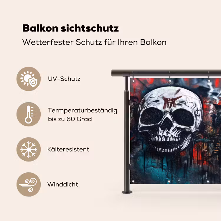 Schedels - Graffiti - Abstract Balkonbeschermer Duitsland klein -specs
