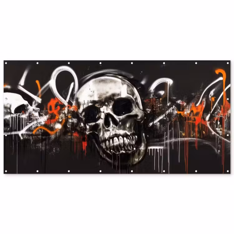 Schedels - Kunst - Donker - Rood Balkonbeschermer Duitsland klein -zz_3d