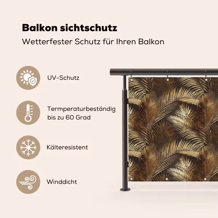 Tropisch - Bladeren - Goud Balkonbeschermer Duitsland klein 596 -specs