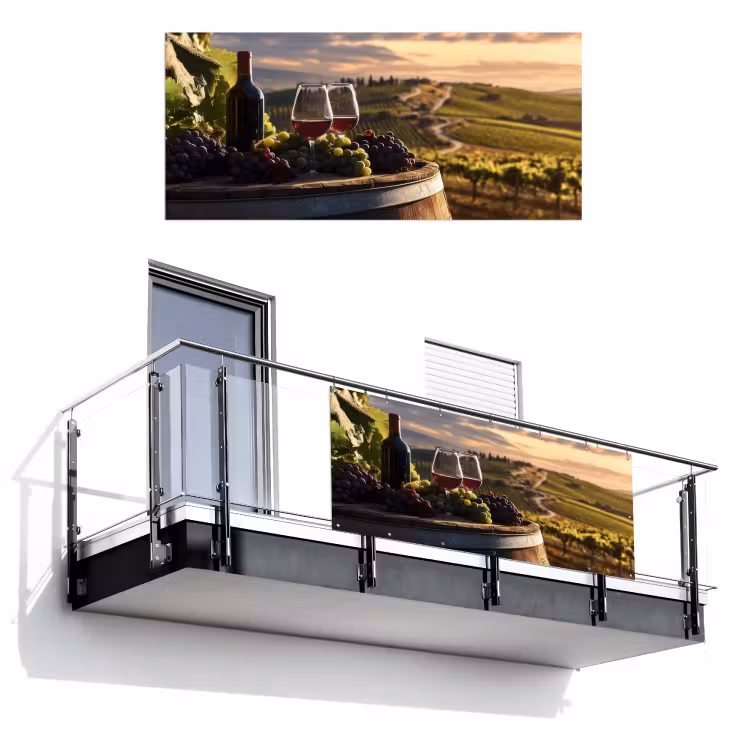 Wijn - Druiven - Heuvels - Landschap Balkonbeschermer Duitsland klein -3d