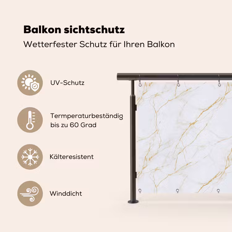 Wit - Marmer - Goud - Luxueus Balkonbeschermer Duitsland klein 596 -specs