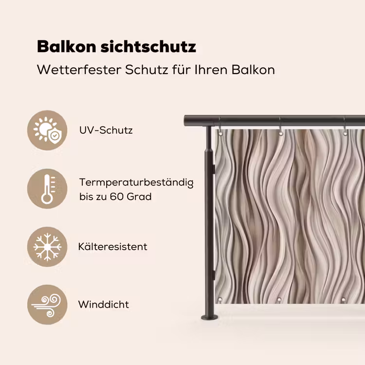Golven - 3D - Crème Balkonbeschermer Duitsland klein 596 -specs