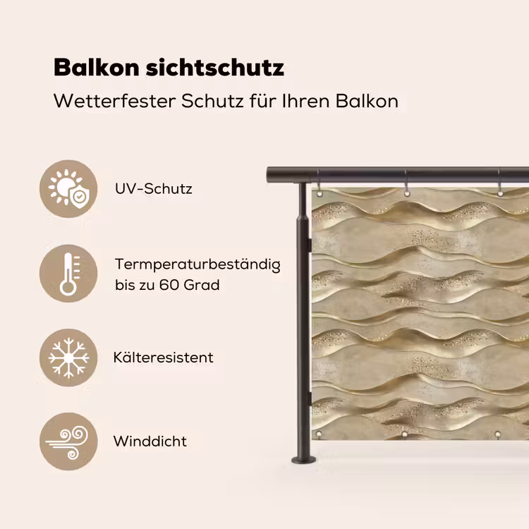 Golven - Patroon - Goud Balkonbeschermer Duitsland klein 596 -specs