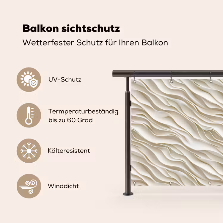 Golven - Wit - Minimalistisch Balkonbeschermer Duitsland klein 596 -specs