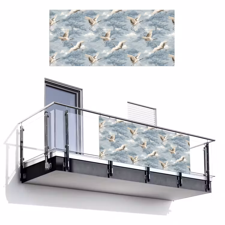 Wolken - Kraanvogels - Blauw Balkonbeschermer Duitsland klein 596 -3d
