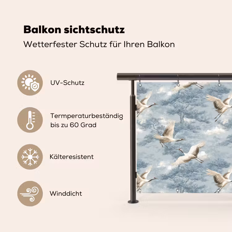 Wolken - Kraanvogels - Blauw Balkonbeschermer Duitsland klein 596 -specs