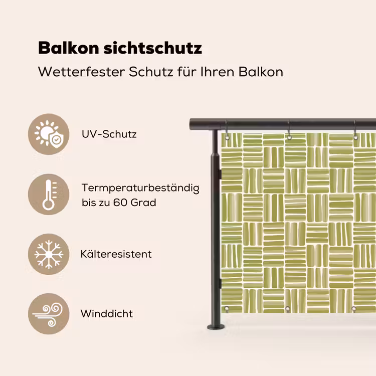 Vlecht - Patroon - Groen Balkonbeschermer Duitsland klein 596 -specs