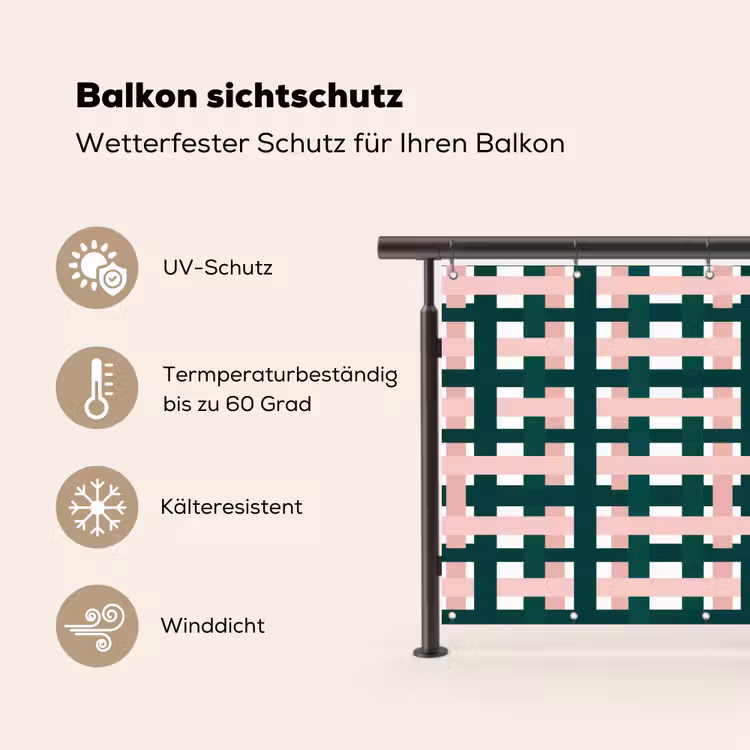 Vlechtpatroon - Groen - Roze - Grafisch Balkonbeschermer Duitsland klein 596 -specs