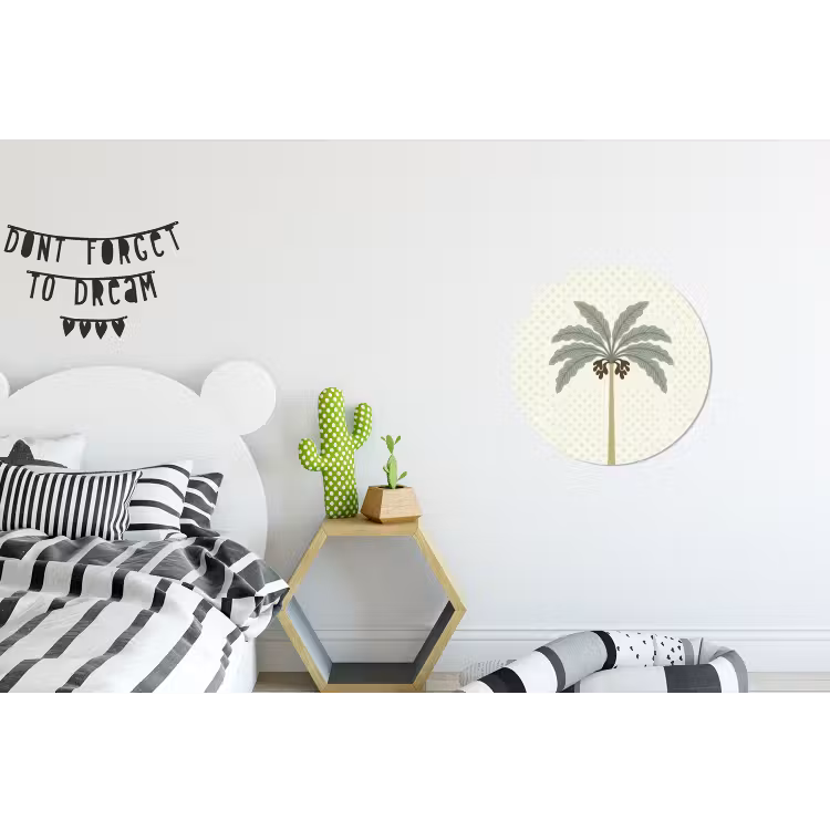 Boom - Bladeren - Groen - Decoratief - Beige Wandcirkel aluminium klein -kinderkamer