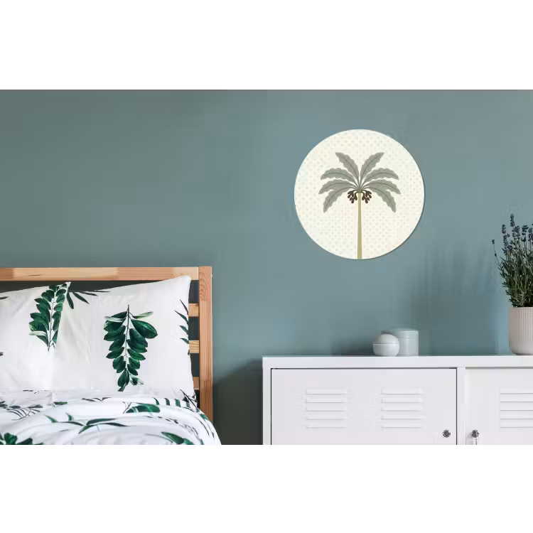 Boom - Bladeren - Groen - Decoratief - Beige Wandcirkel aluminium klein -slaapkamer