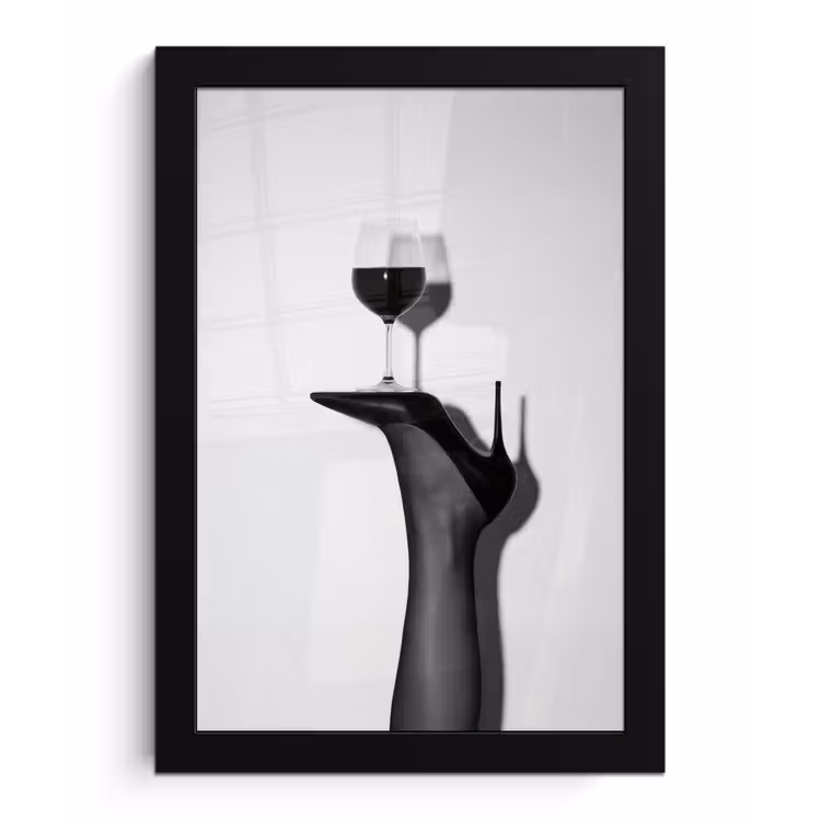 Hak - Wijn - Minimalistisch - Zwart fotolijst zwart zonder passe partout klein -3d