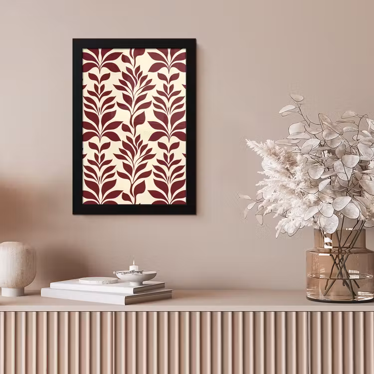 Abstract - Bladeren - Burgundy fotolijst zwart zonder passe partout klein 224 -sfeer5