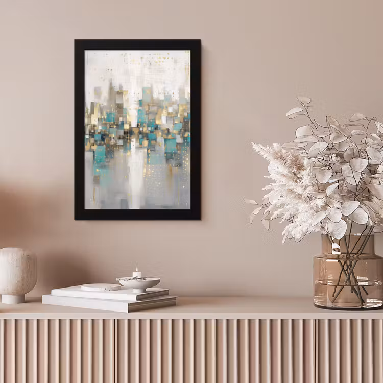 Abstract - Blokken - Goud - Skyline fotolijst zwart zonder passe partout klein -sfeer5