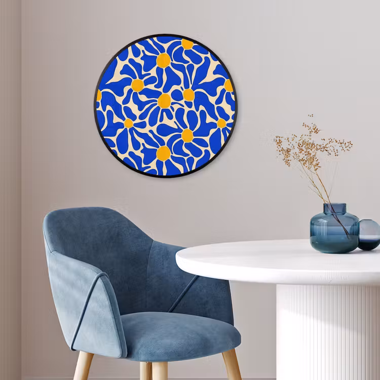 Abstract - Bloem - Blauw Fotolijst rond zonder passe partout klein 856 -sfeer2