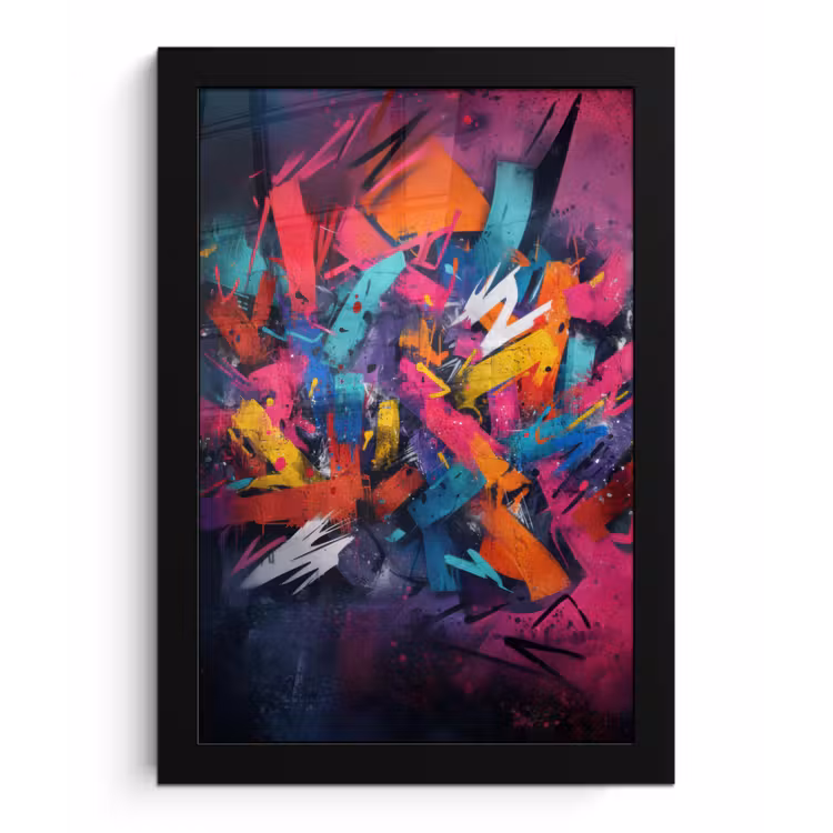 Abstract - Explosie - Neonkleuren fotolijst zwart zonder passe partout klein -3d
