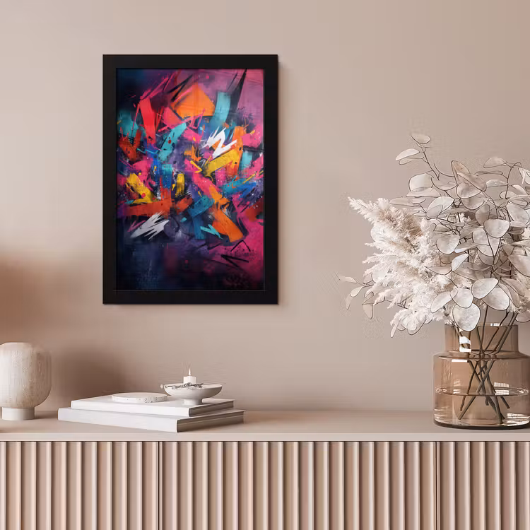 Abstract - Explosie - Neonkleuren fotolijst zwart zonder passe partout klein -sfeer5