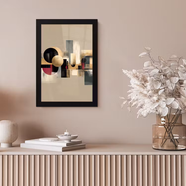 Abstract - Vormen - Beige - Texturen fotolijst zwart zonder passe partout klein -sfeer5