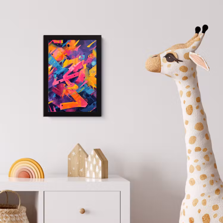 Abstract - Vormen - Kleurrijk fotolijst zwart zonder passe partout klein -usfeer4_kinderkamer