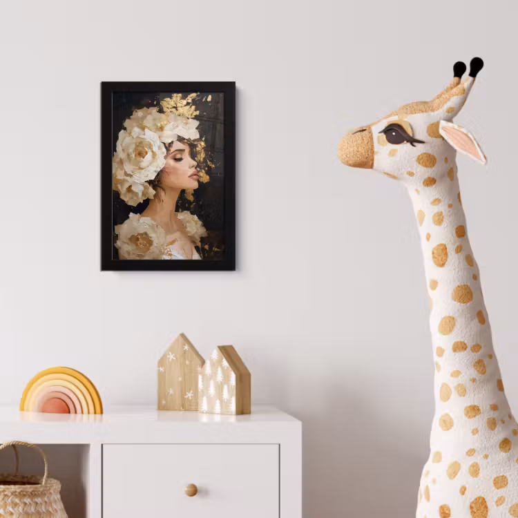 Abstract - Vrouw - Bloemen - Wit fotolijst zwart zonder passe partout klein -usfeer4_kinderkamer
