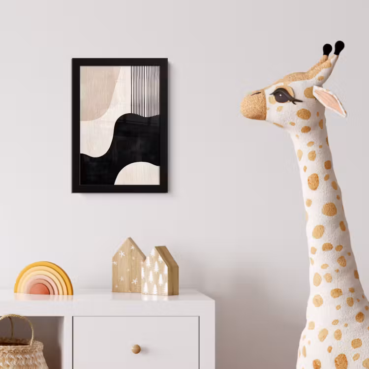 Abstract - Japandi - Beige - Modern fotolijst zwart zonder passe partout klein -usfeer4_kinderkamer