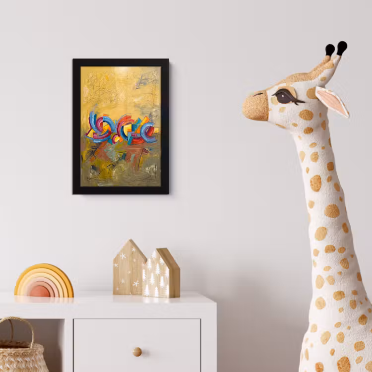 Abstract - Cirkels - Schilderij - Kleurrijk - Dynamisch fotolijst zwart zonder passe partout klein -usfeer4_kinderkamer