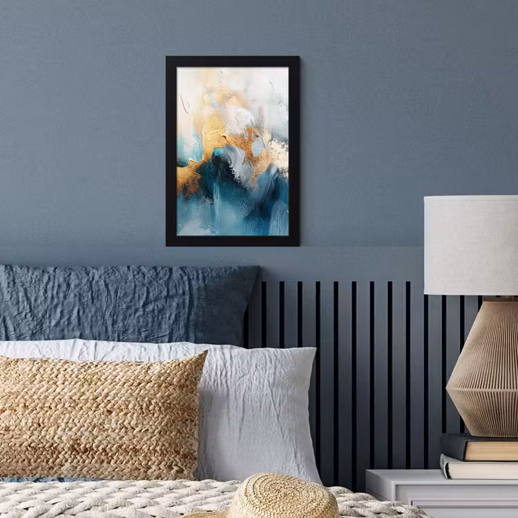 Abstract - Kunst - Gold - Blauw fotolijst zwart zonder passe partout klein -sfeer3