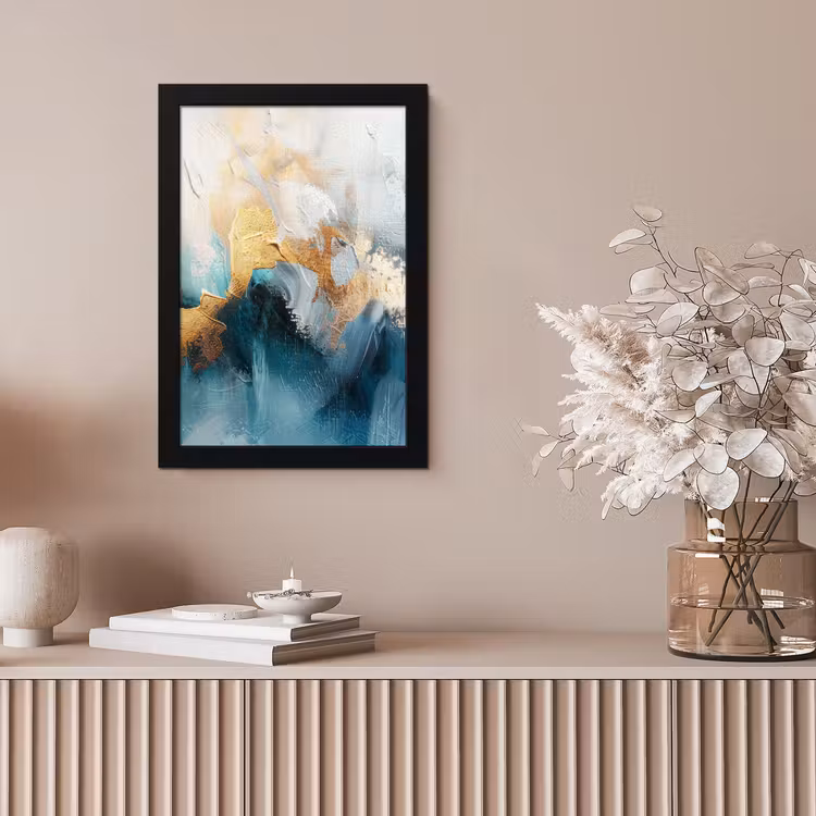 Abstract - Kunst - Gold - Blauw fotolijst zwart zonder passe partout klein -sfeer5