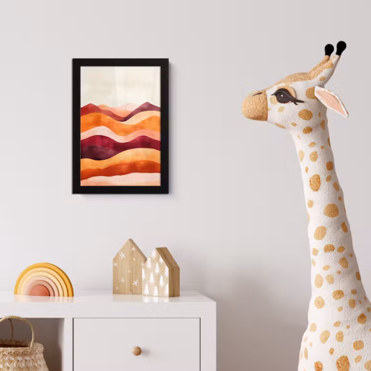 Abstract - Landschap - Golven fotolijst zwart zonder passe partout klein -usfeer4_kinderkamer