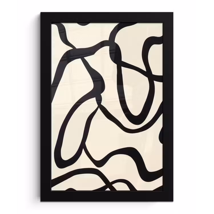 Abstract - Lijnen - Modern - Beige fotolijst zwart zonder passe partout klein -3d