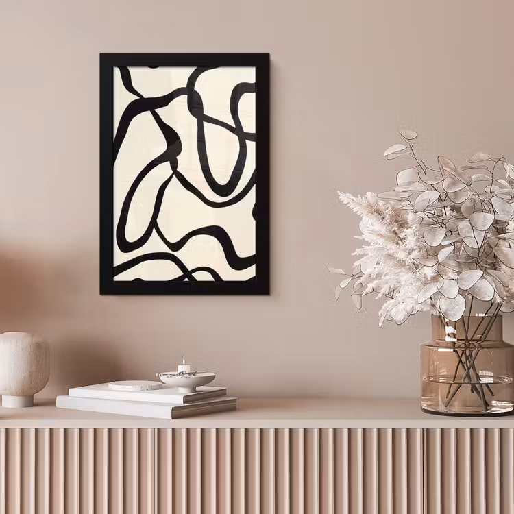 Abstract - Lijnen - Modern - Beige fotolijst zwart zonder passe partout klein -sfeer5