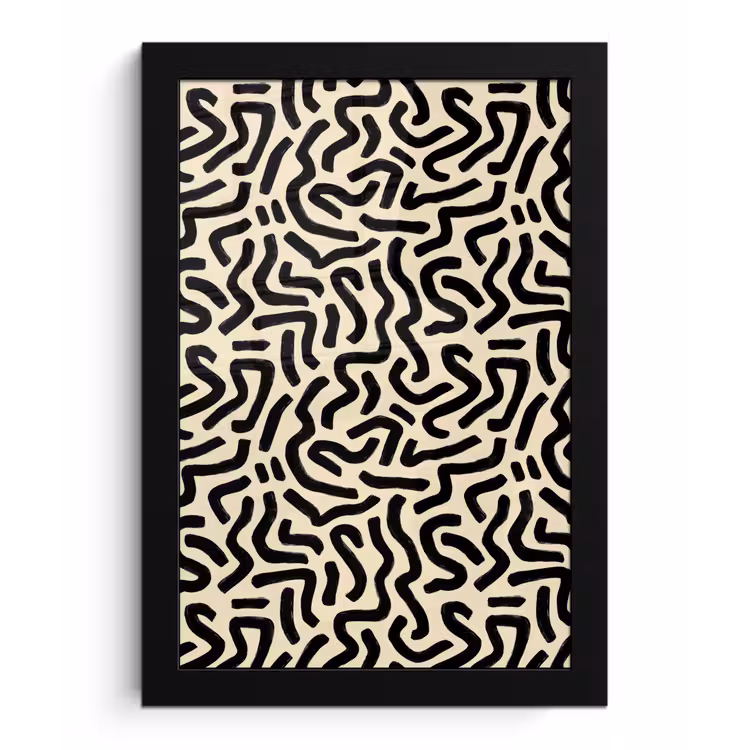 Abstract - Lijnen - Zwart fotolijst zwart zonder passe partout klein 224 -3d