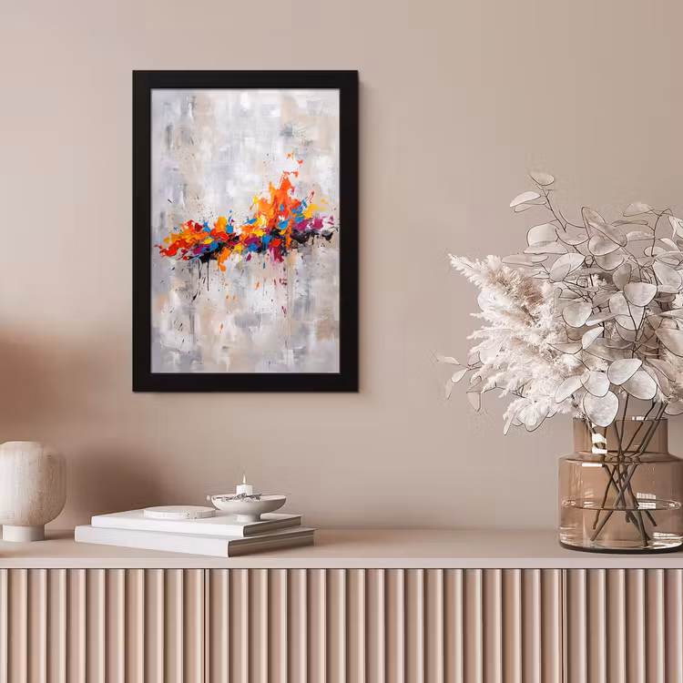 Abstract - Schilderij - Kleurrijk - Dynamisch fotolijst zwart zonder passe partout klein -sfeer5