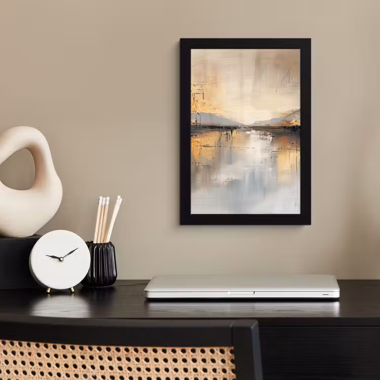 Abstract - Modern - Beige - Aesthetic - Goud fotolijst zwart zonder passe partout klein -sfeer1