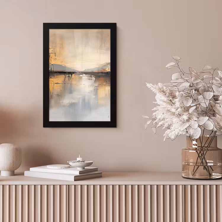 Abstract - Modern - Beige - Aesthetic - Goud fotolijst zwart zonder passe partout klein -sfeer5