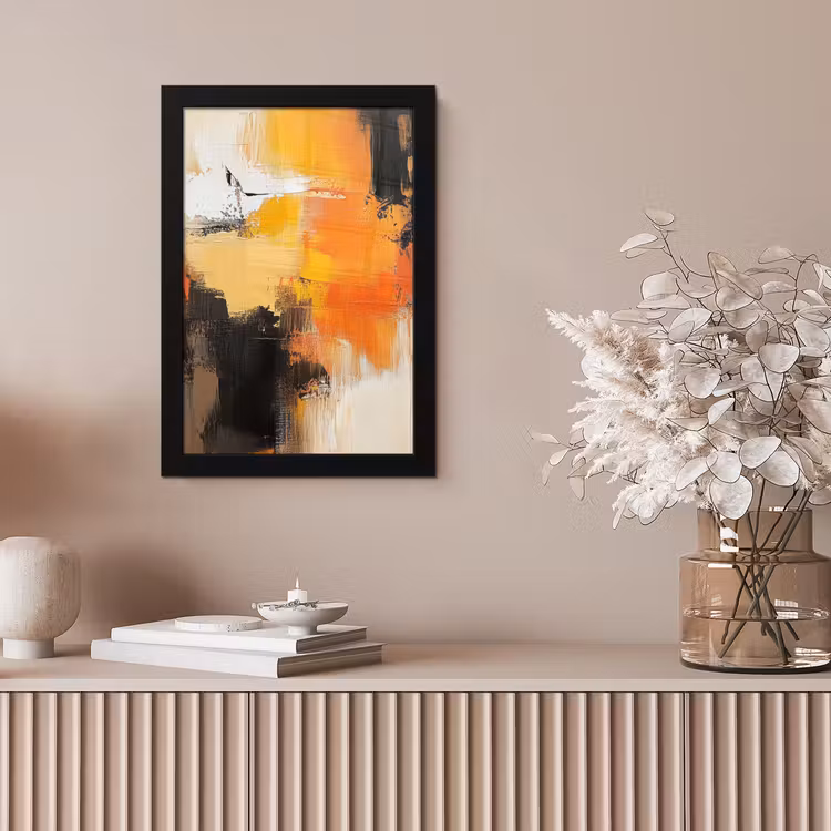 Abstract - Modern - Verflook - Herfst kleuren - Oranje fotolijst zwart zonder passe partout klein -sfeer5