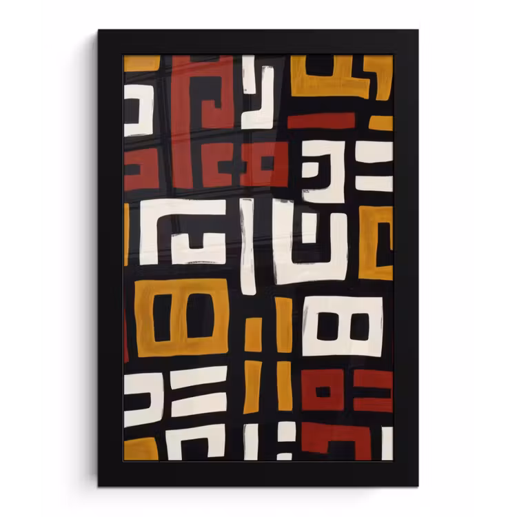 Abstract - Patroon - Rood fotolijst zwart zonder passe partout klein -3d