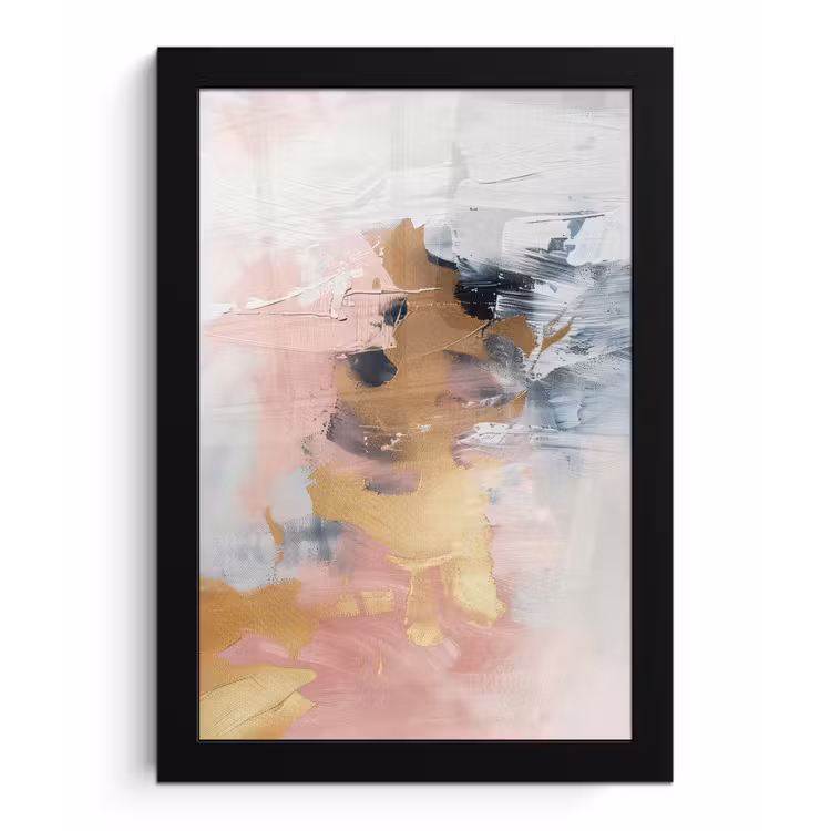 Abstract - Pastel kleuren - Goud - Modern - Aesthetic fotolijst zwart zonder passe partout klein -3d
