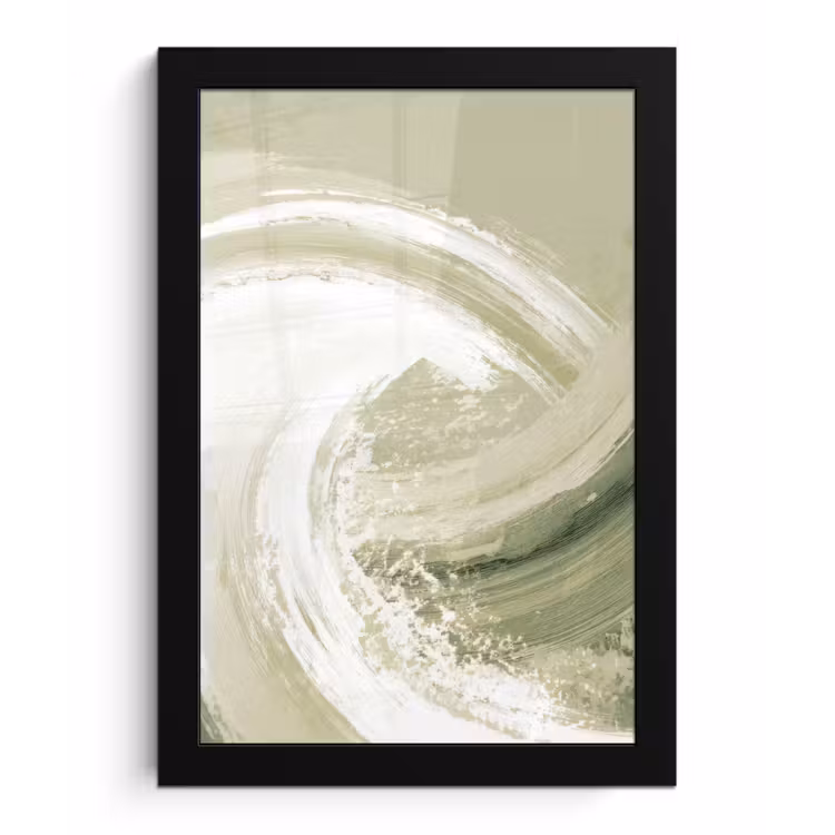 Abstract - Penseelstreken - Golven - Groen fotolijst zwart zonder passe partout klein -3d