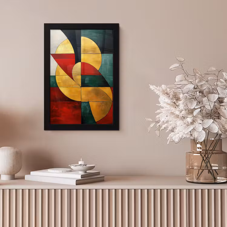 Abstract - Kerst - Goud - Rood - Groen fotolijst zwart zonder passe partout klein -sfeer5