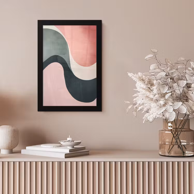 Abstract - Golven - Sierlijk - Roze fotolijst zwart zonder passe partout klein -sfeer5