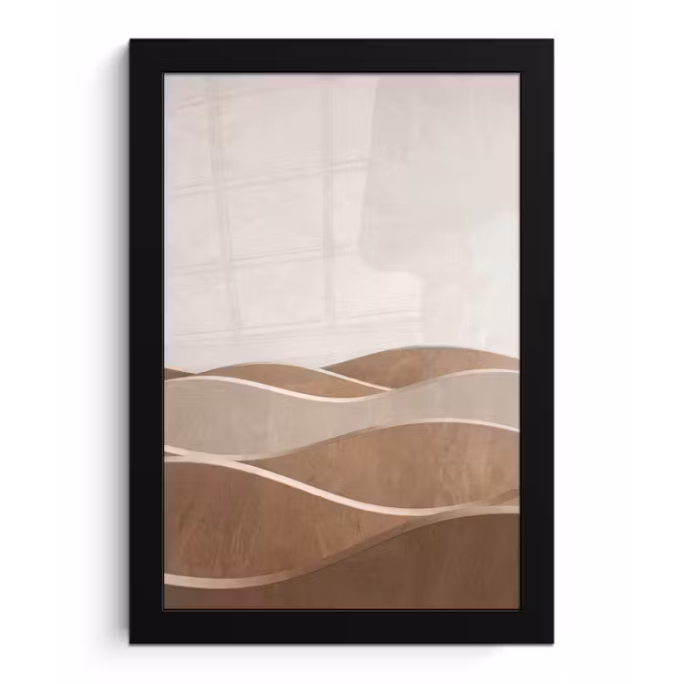 Abstract - Golven - Modern - Beige fotolijst zwart zonder passe partout klein -3d
