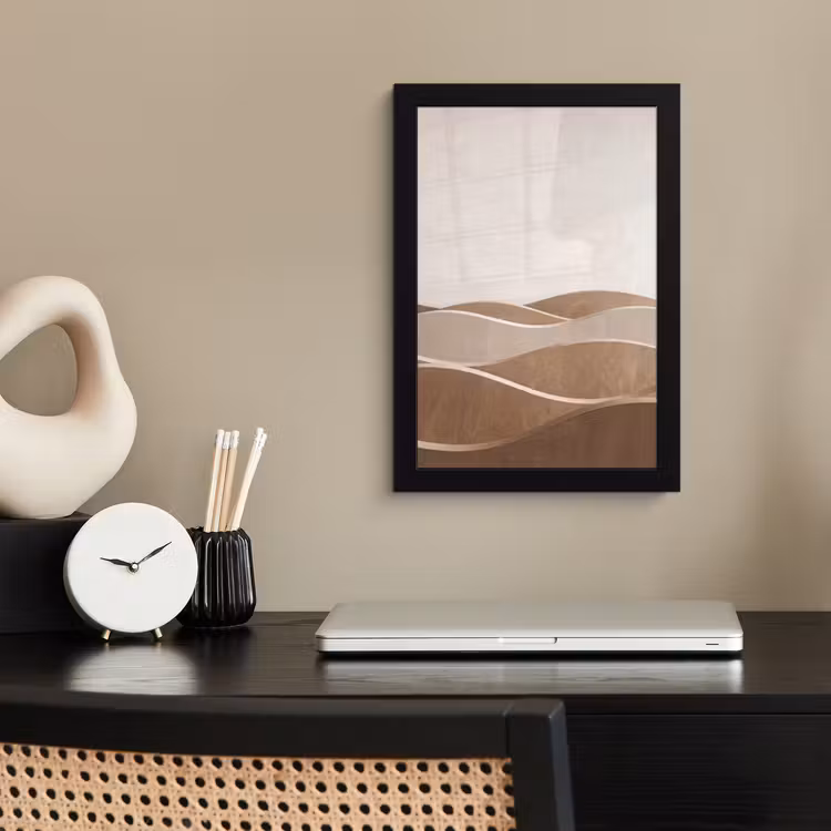 Abstract - Golven - Modern - Beige fotolijst zwart zonder passe partout klein -sfeer1