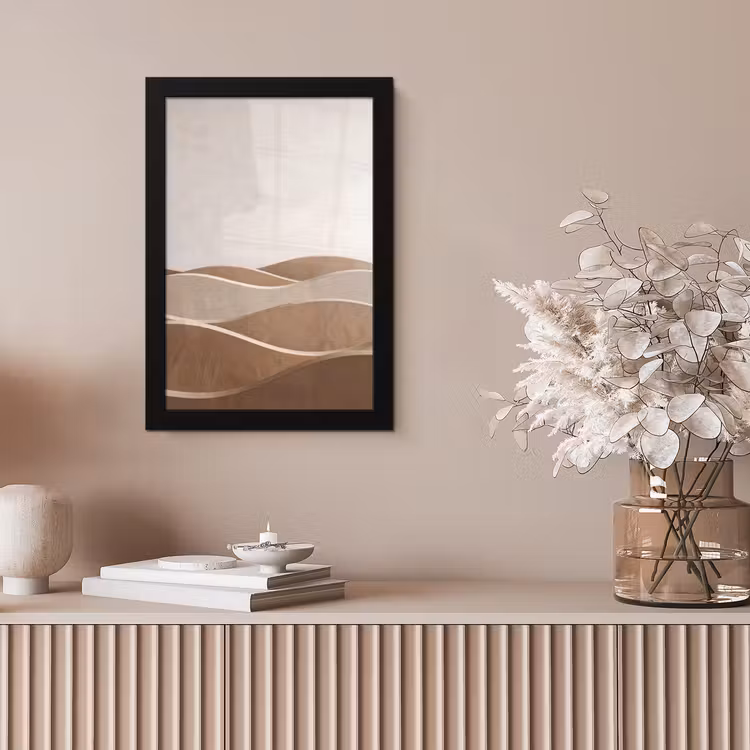 Abstract - Golven - Modern - Beige fotolijst zwart zonder passe partout klein -sfeer5